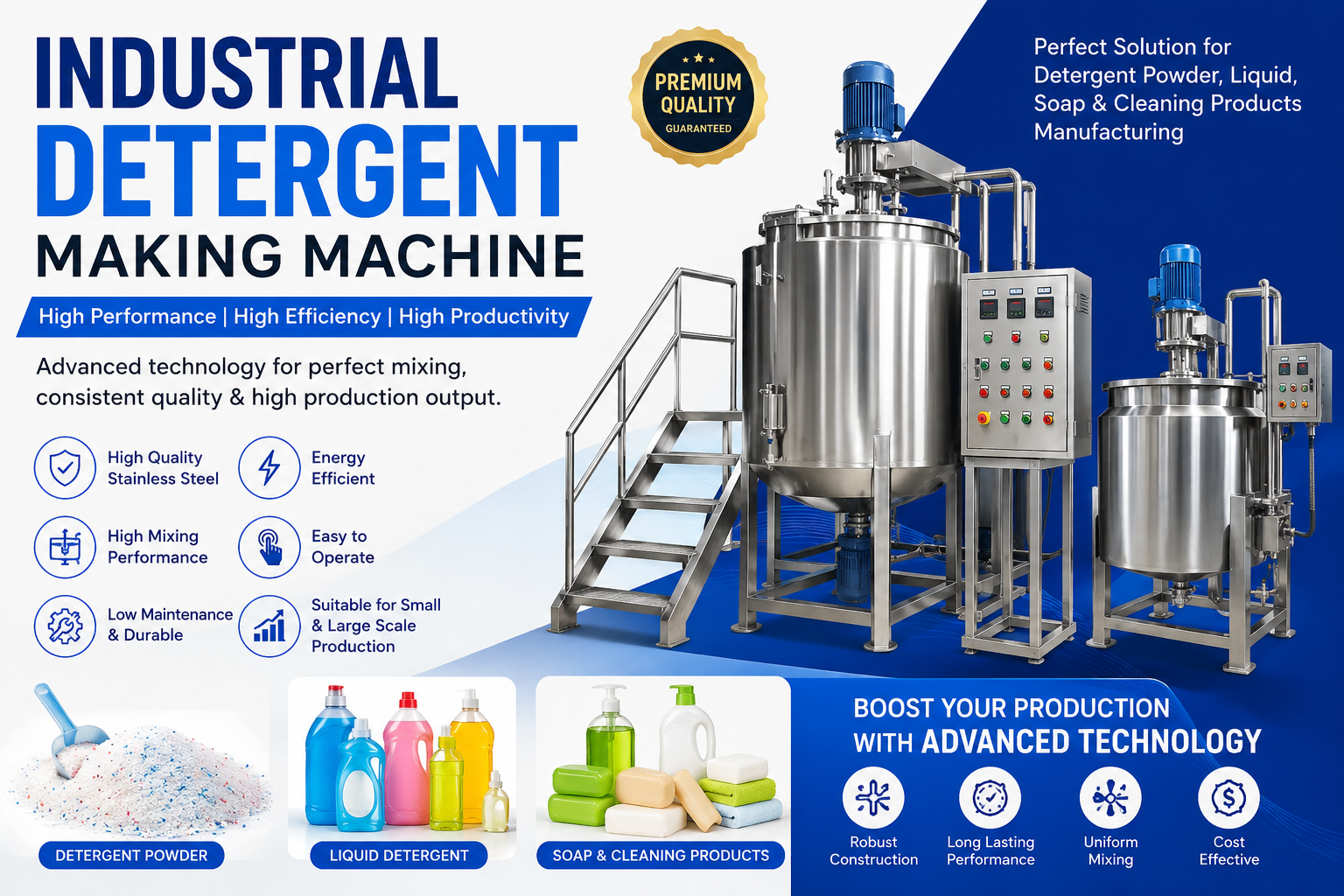 High-Performance Industrial Detergent Making Machines for Efficient Powder & Liquid Production
